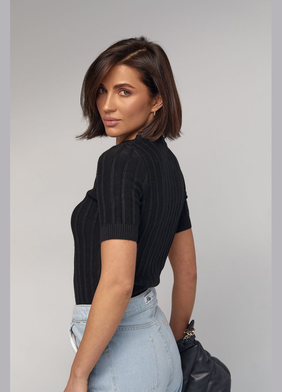 Женская вязаная футболка в рубчик Liton - (296988222)