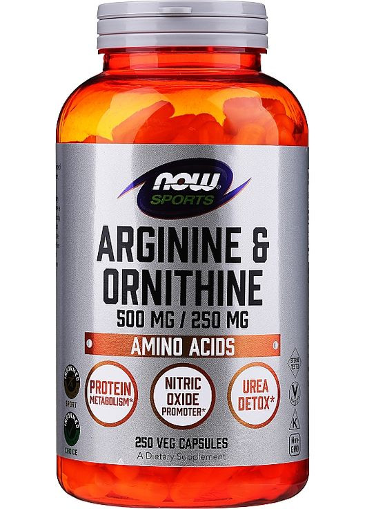 Амінокислоти "L-аргінін та орнітин" L-Arginine & Ornithine 100шт (875972-31161732) Now Foods (368660317)