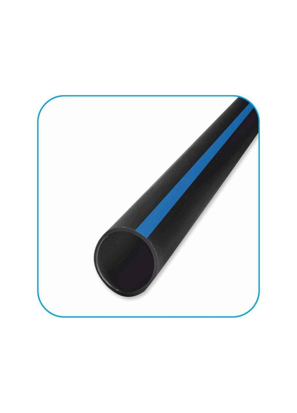 Труба d=20 1.9 ПЕ 10 Атм чорна з син. Полос 100м Evci Plastik (362351676)