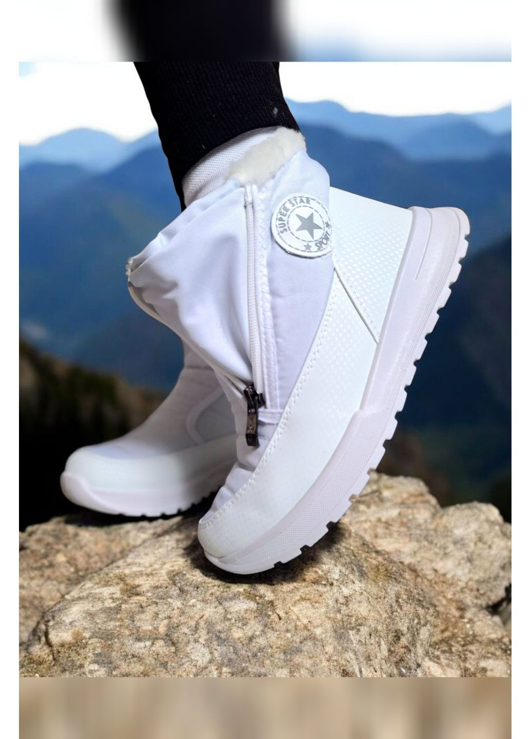 Жіночі зимові короткі білі дутики на хутрі теплі з блискавкою Viki Дутики (366422168)