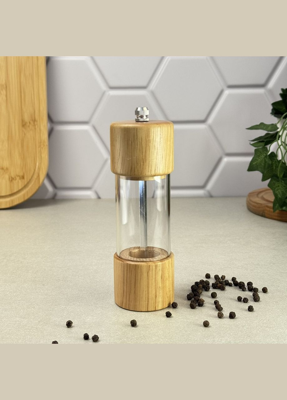 Мельница для перца акриловая с бамбуком 16 см Классик No Brand (335977173)