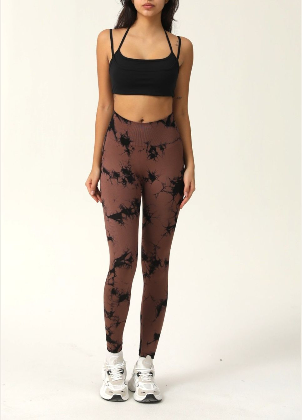 Жіночі тай-дай лосини з пушап ефектом на високій посадці утягуючі мармурові для фітнесу та спорту No Brand (327243146)