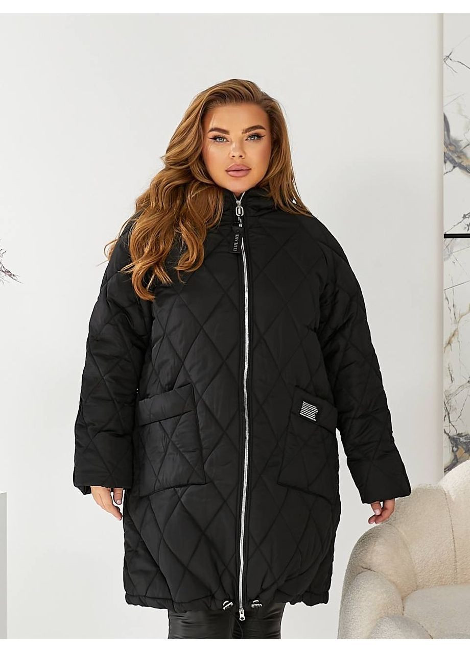 Черная зимняя куртка женская зимая плащевка канада,силикон 200+подклад 100,стеганая с капюшоном Україна