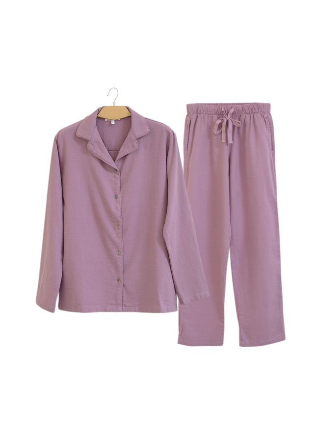Бузкова всесезон піжама жіноча home - porta бузковий l рубашка + брюки Lotus