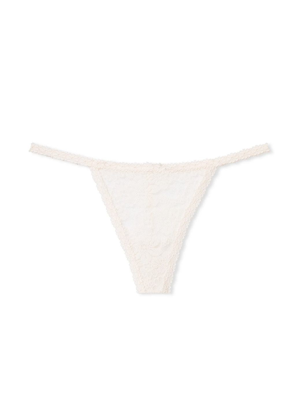 Трусики-стрінги жіночі мереживні PINK Wink V-String Panty білі Victoria's Secret (314769462)