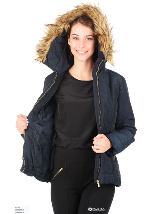 Темно-синий зимний Пуховик аляска H&M