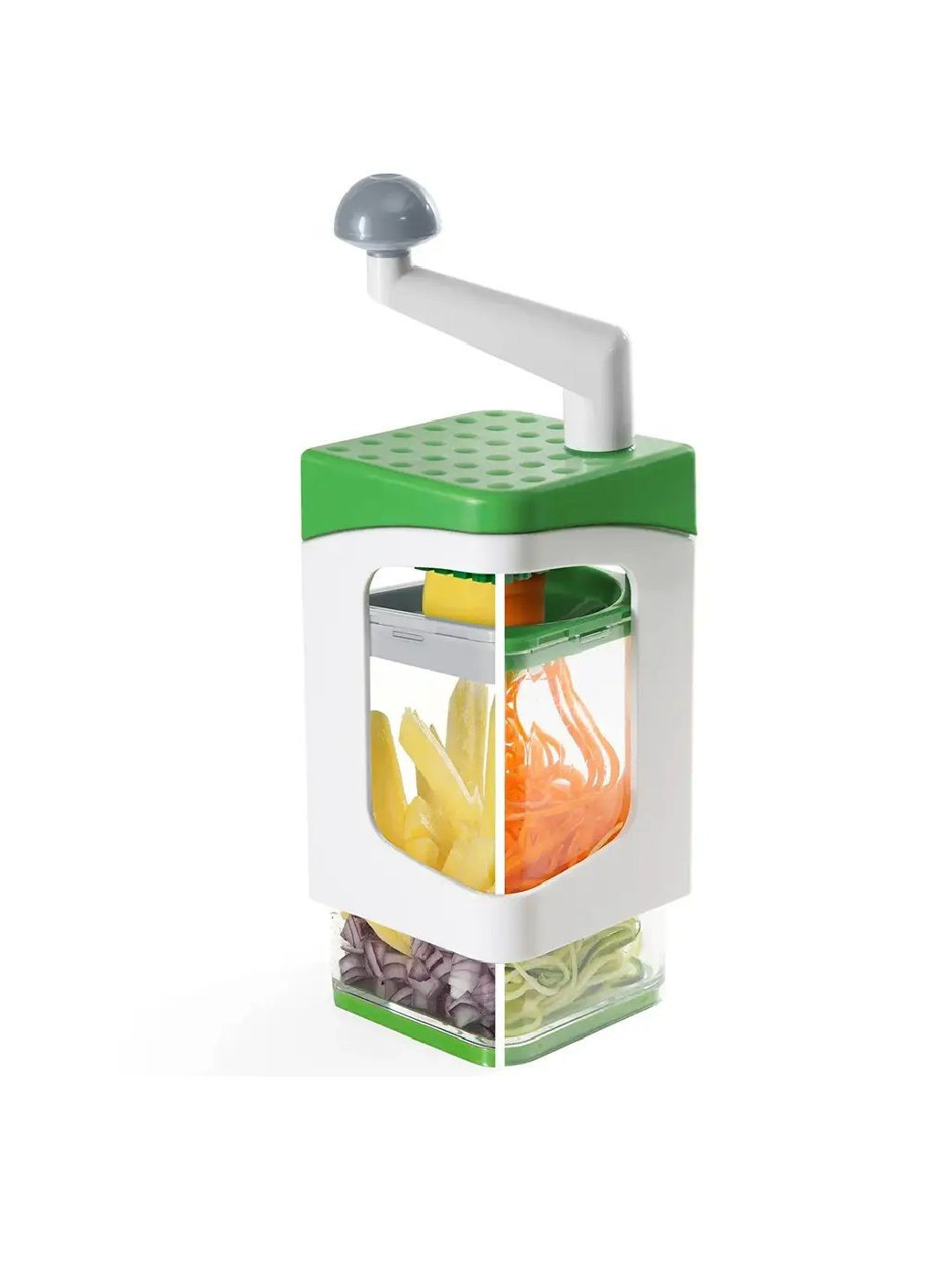 Овочерізка терка для овочів ручна багатофункціональна з контейнером насадками кришкою нековзне дно (480869-Prob) Unbranded (346389819)