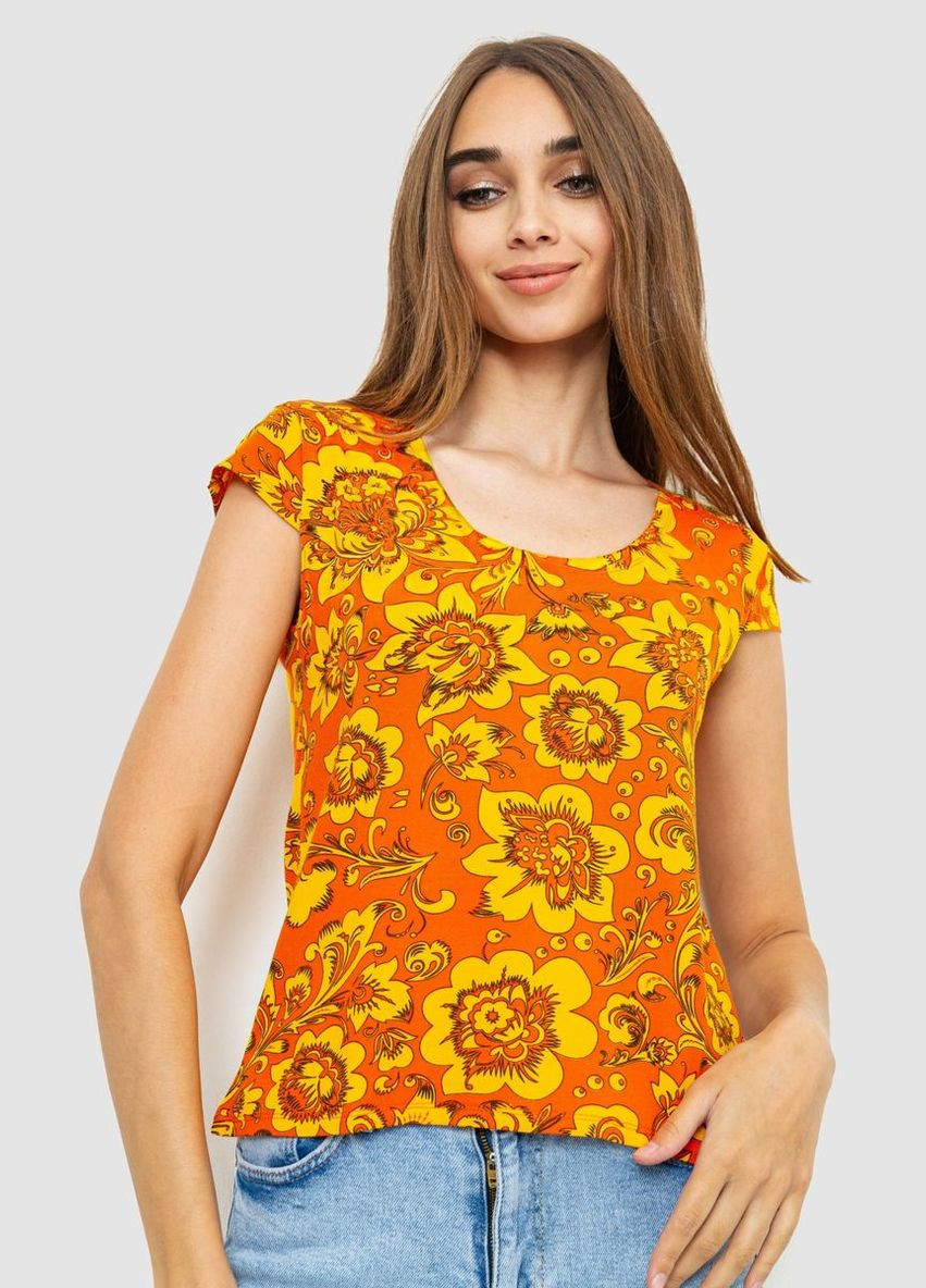 Оранжевая демисезон футболка женская разноцветная, цвет молочно-желтый, Ager