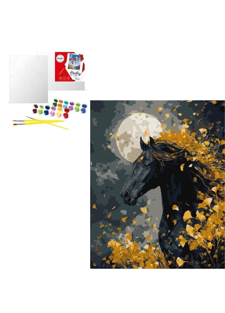 Картина за номерами "Кінь і вітер з металевим ефектом", 40×50 см (KHO6836) Ідейка (369164077)