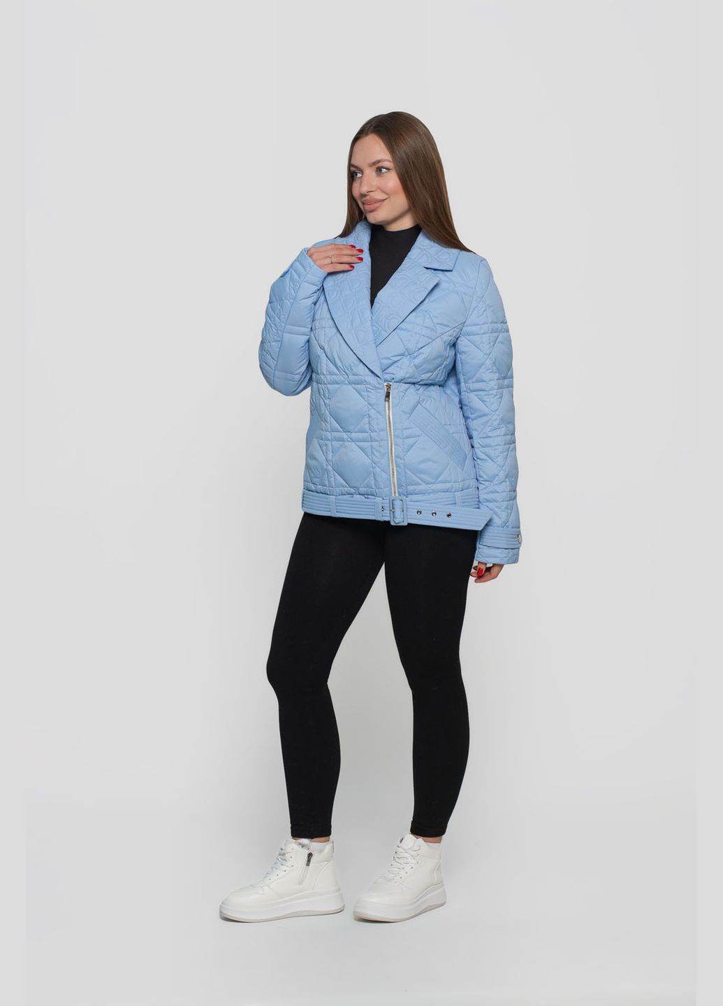 Голубая демисезонная куртка женская короткая di_or косуха Vicco