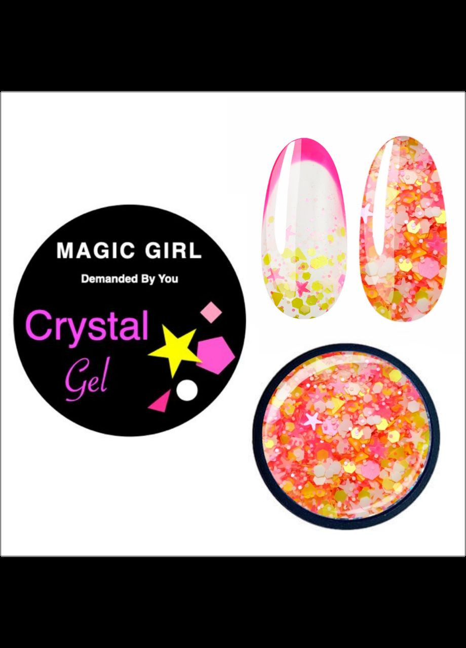 Гель для покрытия и дизайна ногтей Crystal желто-розовый микс #6 - 5мл Magic Girl (303635462)