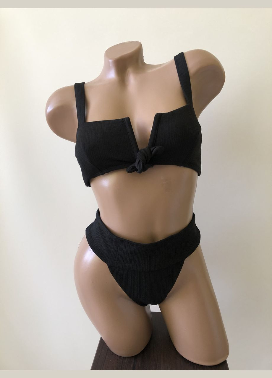 Чорний літній жіночий роздільний купальник No Brand