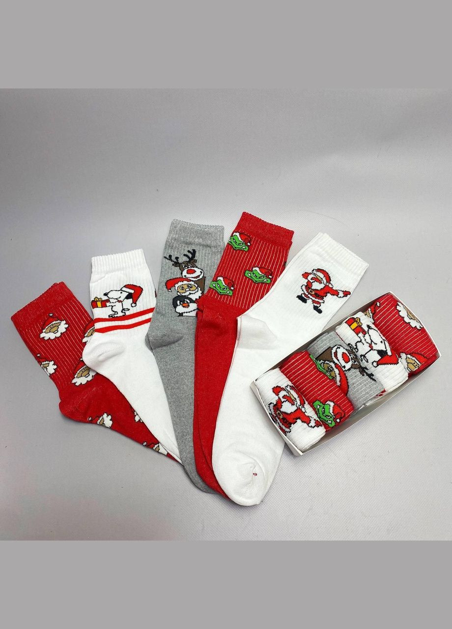 Комбіновані бокс чоловічих новорічних шкарпеток 40-45 на 5 пар у подарунковій коробці Vakko (306515770)