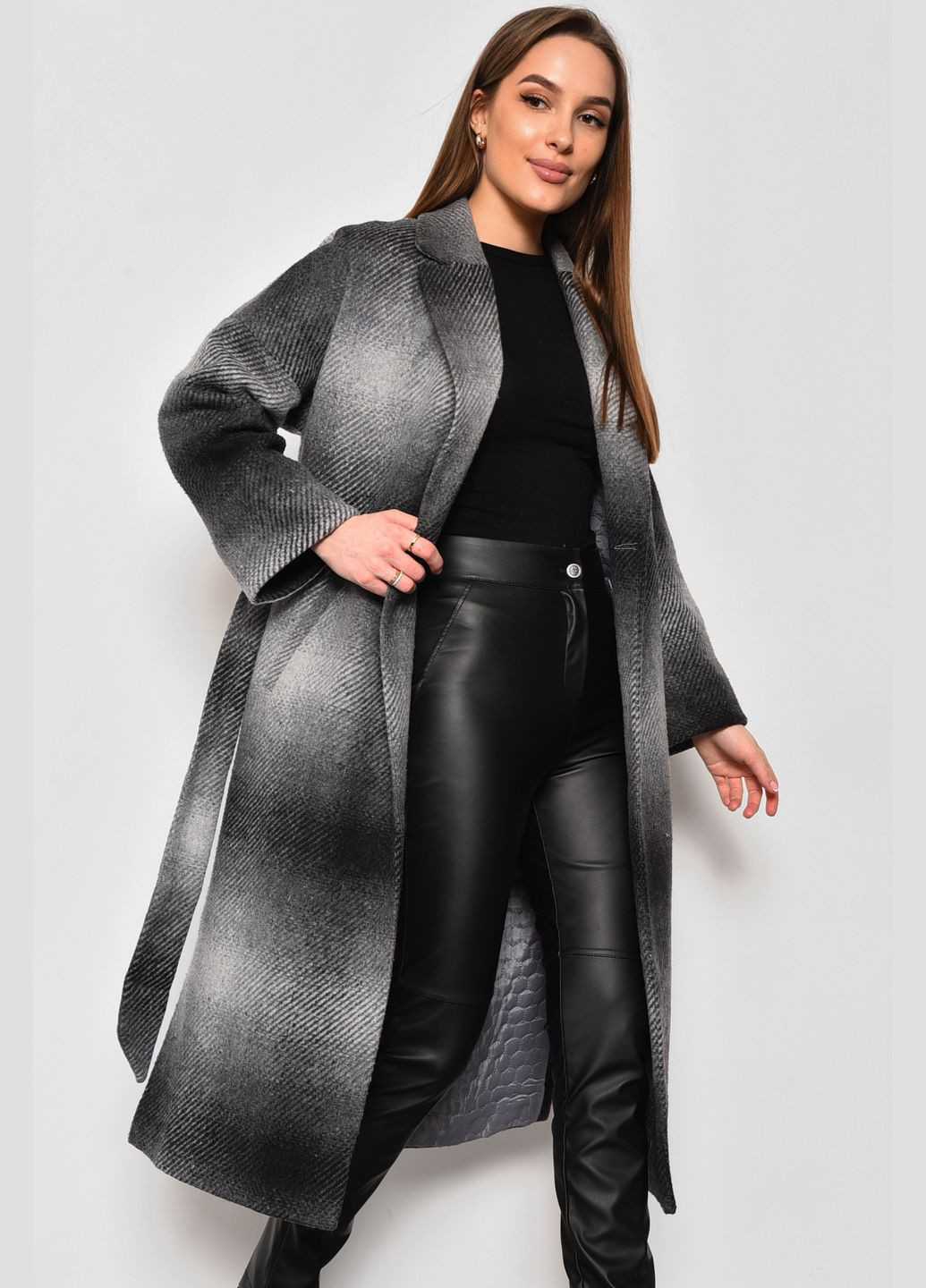 Сіре демісезонне Пальто жіноче демісезонне сірого кольору Let's Shop