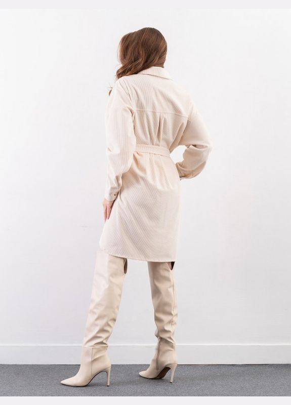 Молочна повсякденний молочна вельветова сукня-сорочка на ґудзиках ISSA PLUS однотонна