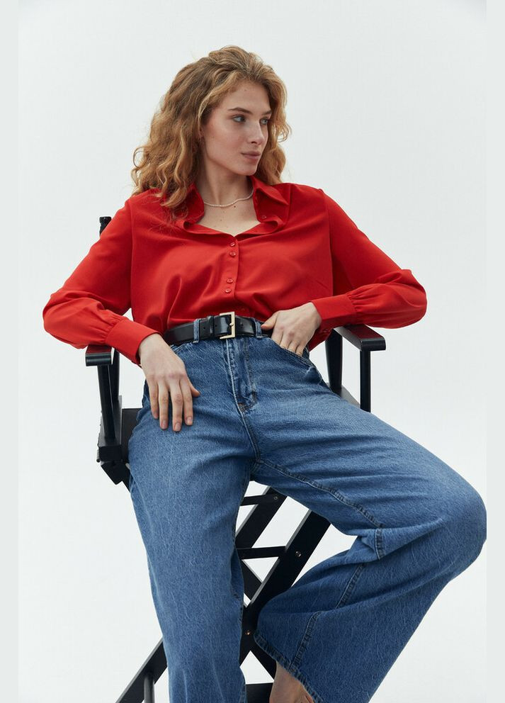 Красная блуза женская базовая красная mkaz6403-6 Modna KAZKA