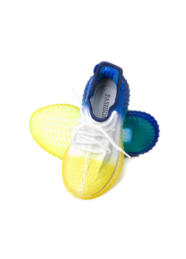 Белые всесезонные кроссовки Fashion 235-0818 жовто-сині (31-37)