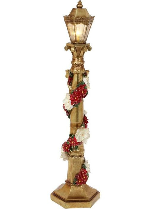 Декоративний ліхтар "Вогник у Квітах" з LED підсвіткою 48см, полістоун, золото Bona (372293289)