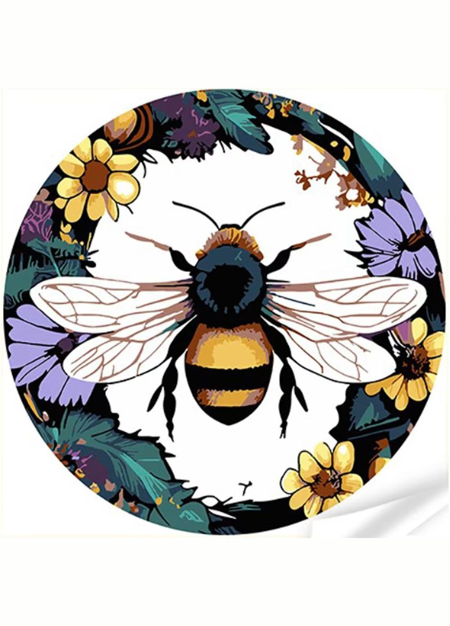 Набір для творчості вінілів за номерами Політ бджоли над квітами розміром 30х30 см (GP-7) Strateg (315798331)