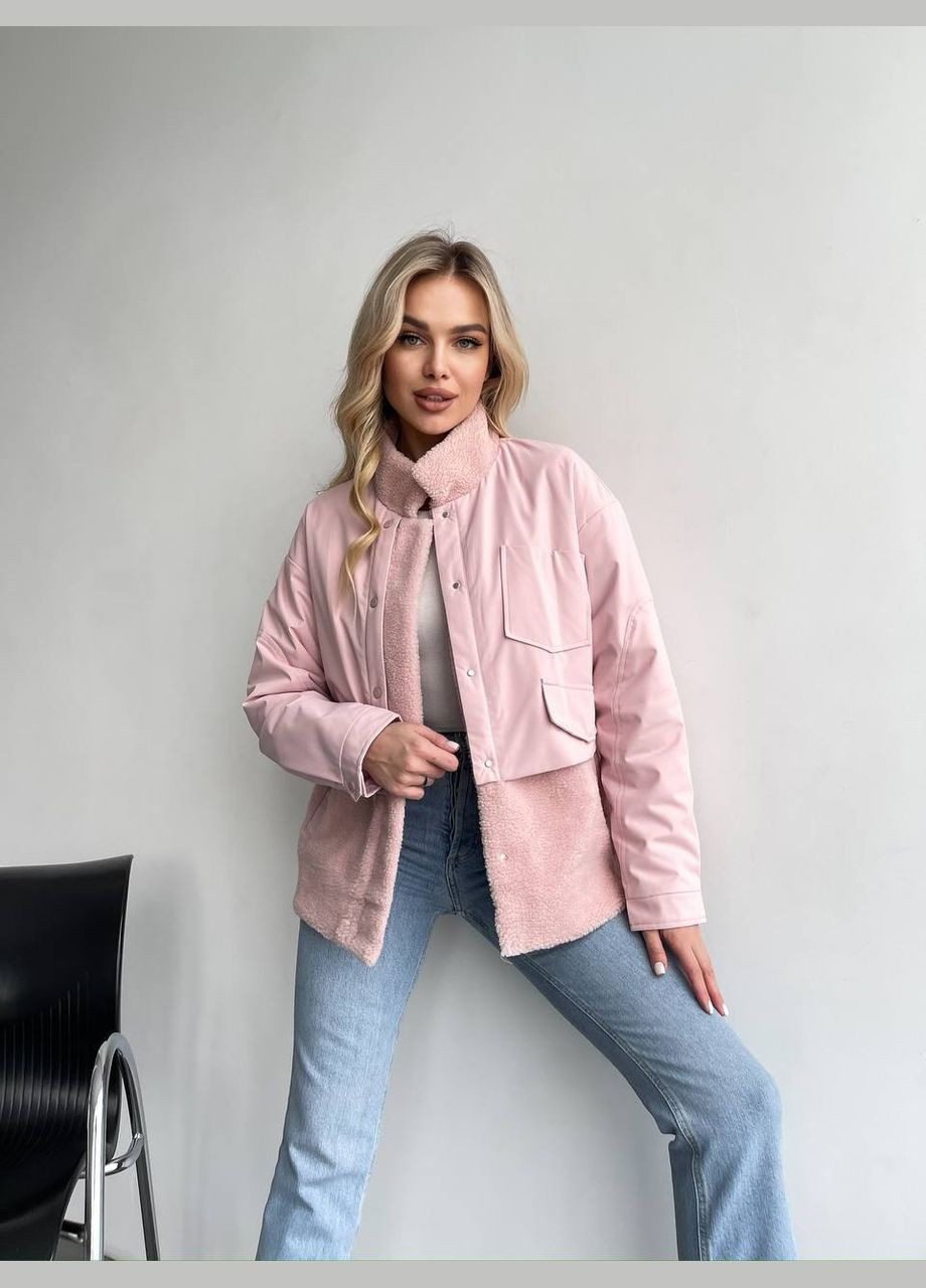 Розовая женская теплая куртка цвет розовый р.xxl 450300 New Trend