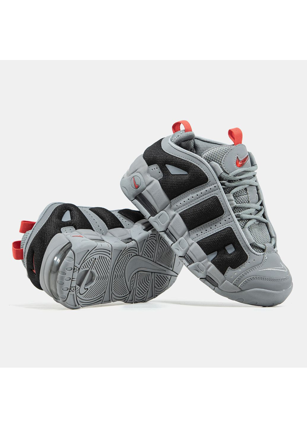 Сірі Осінні кросівки чоловічі nike air more uptempo low grey black | найк аір мор уптемпо сірі No Brand