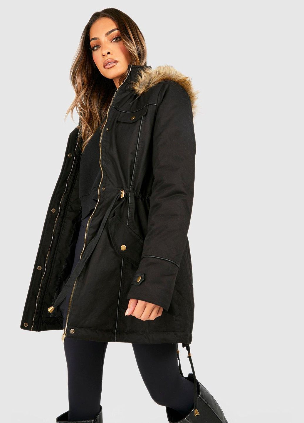 Черная зимняя куртка Boohoo