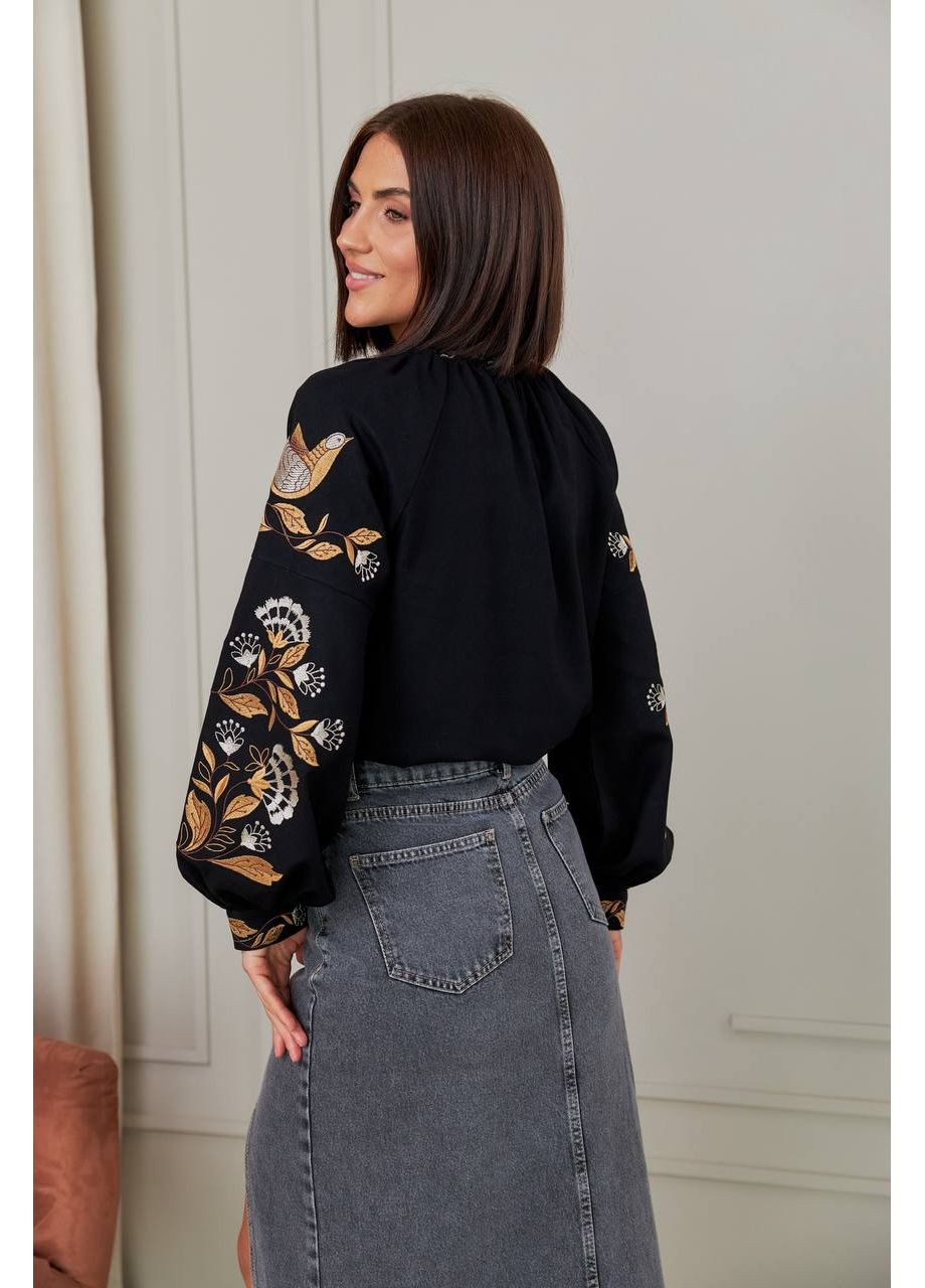 Чёрная женская вышиванка "птицы" PanyankaVyshyvanka (349723814)