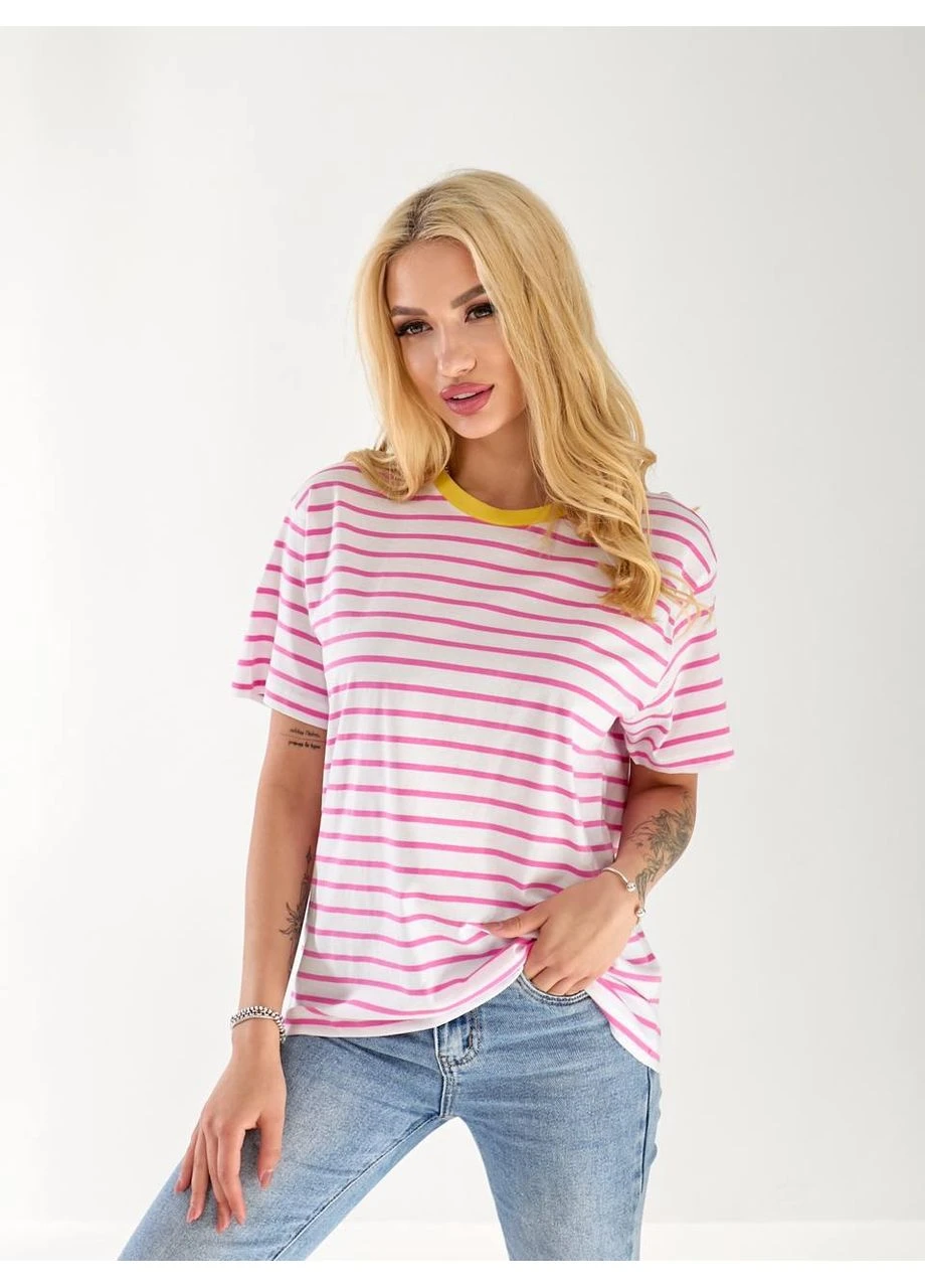 Женская базовая футболка в полоску Fashion - (382150240)