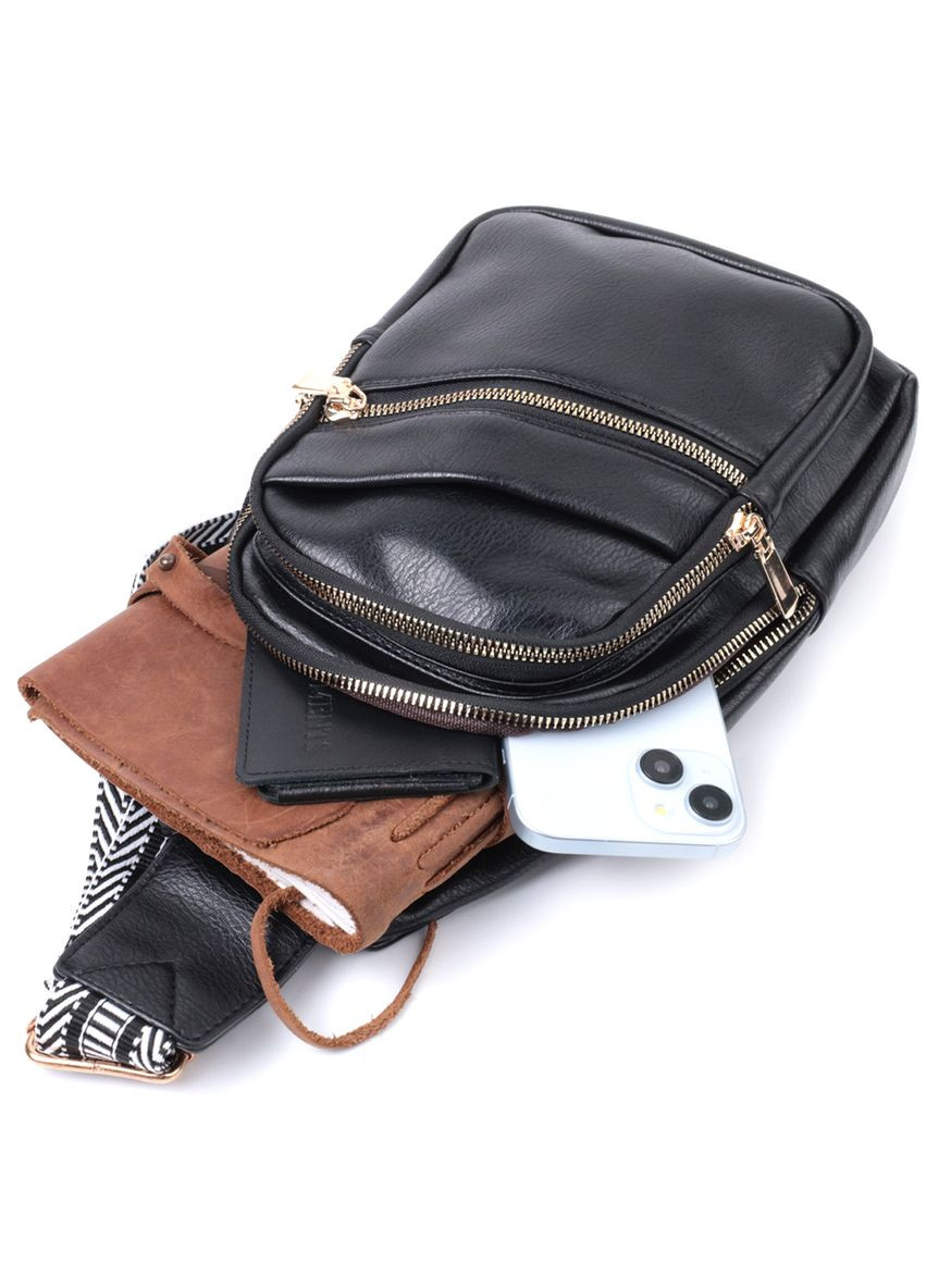 Интересная женская сумка с одной лямкой через плечо из экокожи 22759 Черный Vintage (331910840)