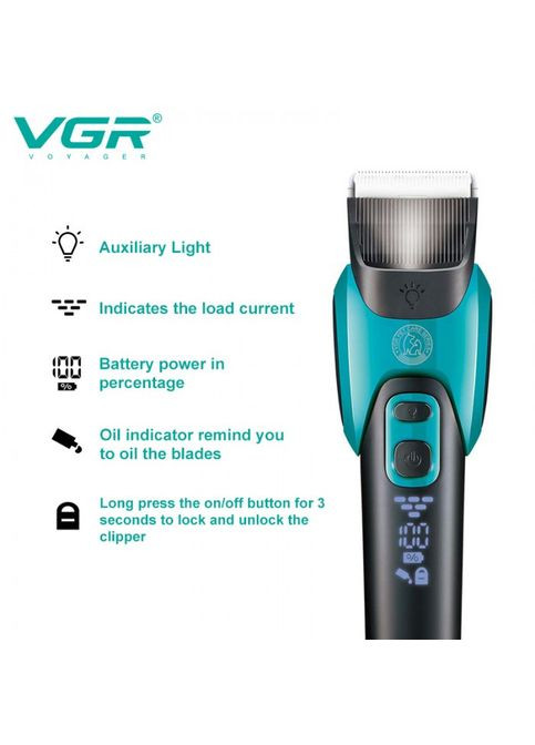 Машинка для стрижки животных аккумуляторная VGR V-208, 6 насадок Синяя No Brand (323486449)