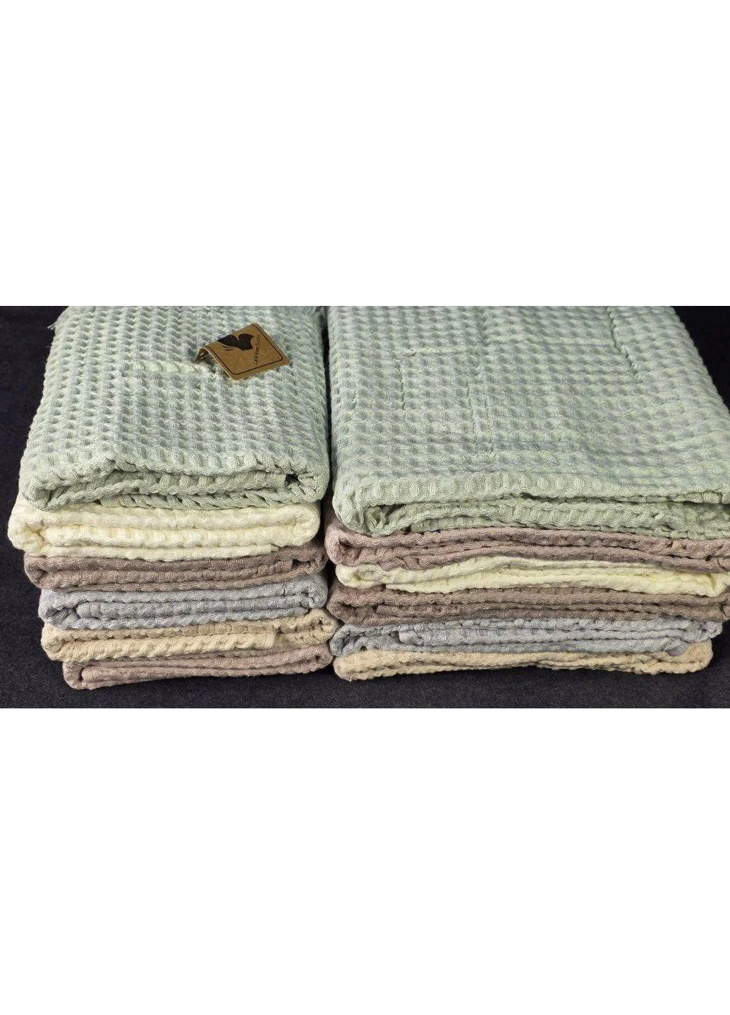 Набір рушників для обличчя з льону 6 шт 50х90 см Home Textiles XT-517-144 вафельні рушники пастельні кольори в наборі L&M бежевий
