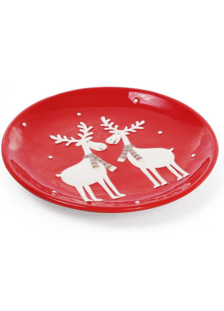 Набір 2 обідні керамічні тарілки "Олені на червоному" Ø22см Bona (365248211)