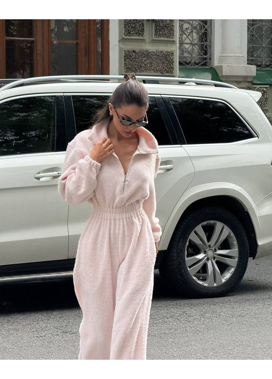 Комбинезон No Brand комбинезон-брюки однотонный бежевый повседневный, кэжуал ангора