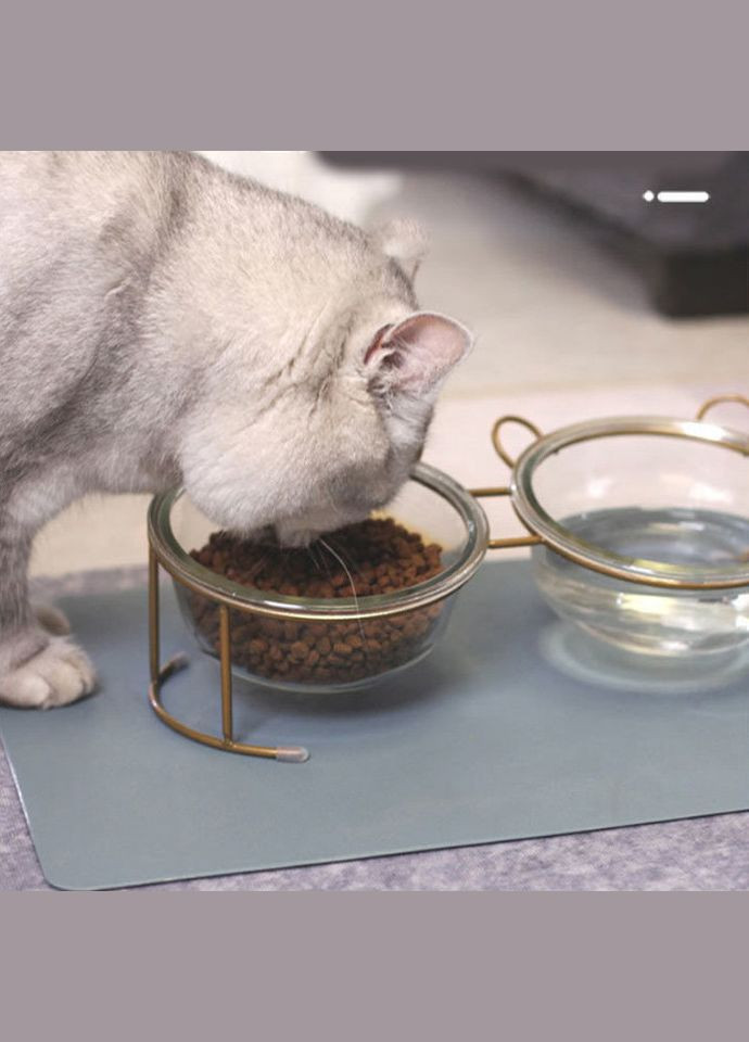 Подвійна миска для котів та собак на підставці, 2 х 500мл Gold (299915533)