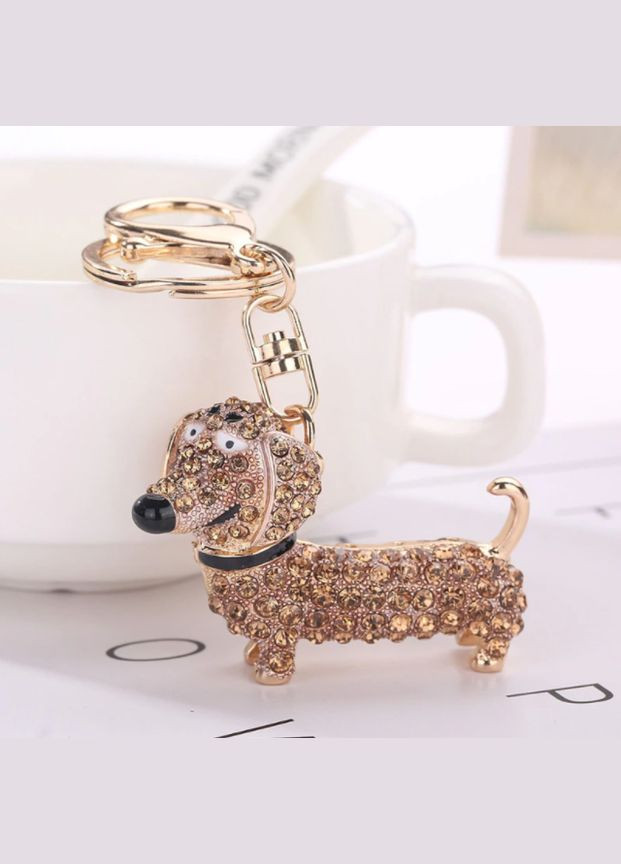 Креативний модний брелоки підвіска у формі собаки Такса з кристалами No Brand (292319863)