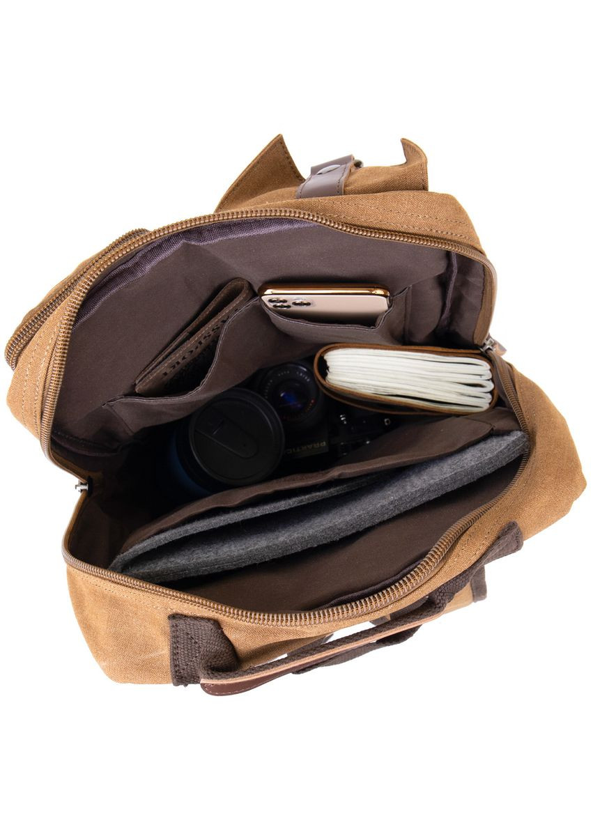 Рюкзак для ноутбука дорожній текстильний унісекс коричневий 30х42х15 см 20619 Vintage (362417966)