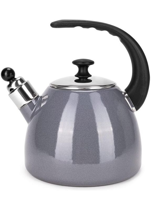 Чайник емальований "Boiling Water" 2.5л зі свистком, індукційний, сірий Kamille (372175356)