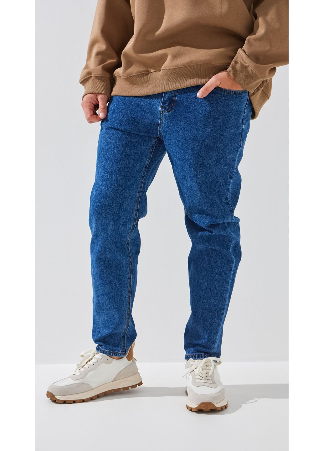 Комбинированные демисезонные джинсы мужские h2503 темно-синий shop (2000999193552) Mom Fit No Brand