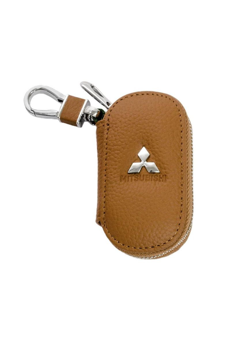 Ключниця, шкіряна автоключниця з логотипом МІТСУБІШІ (коричнева 11001) Mitsubishi (360949399)