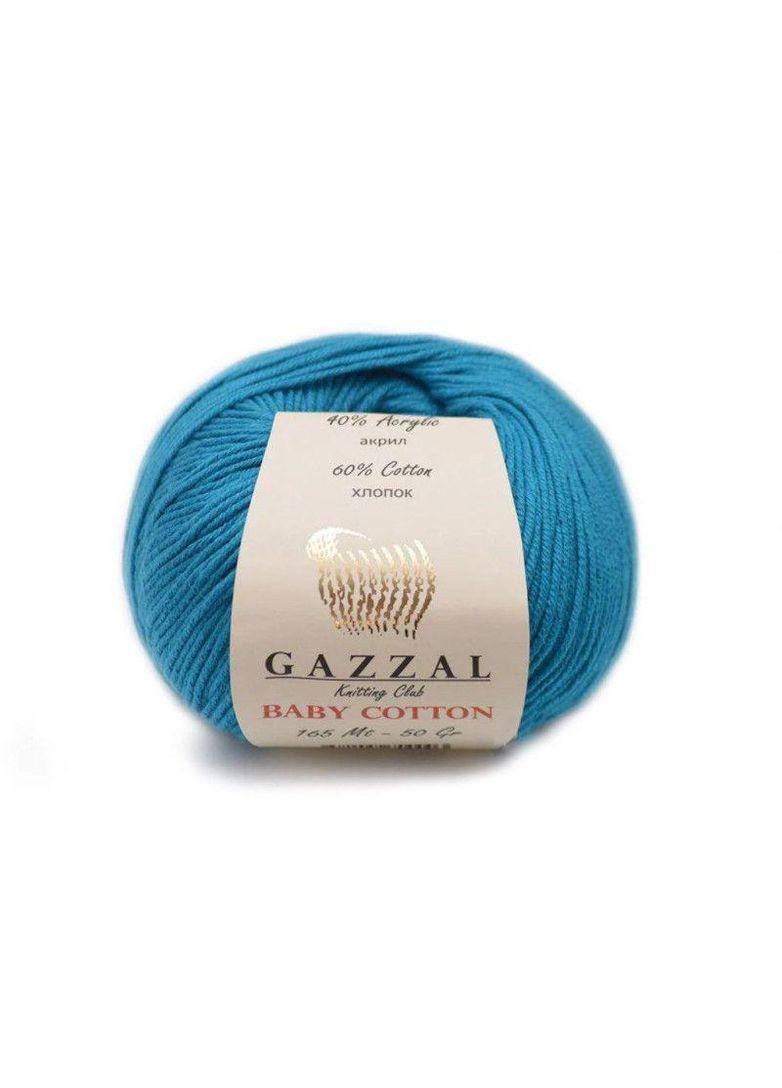 Пряжа Baby Cotton колір 3428 Темна бірюза Gazzal (352749249)