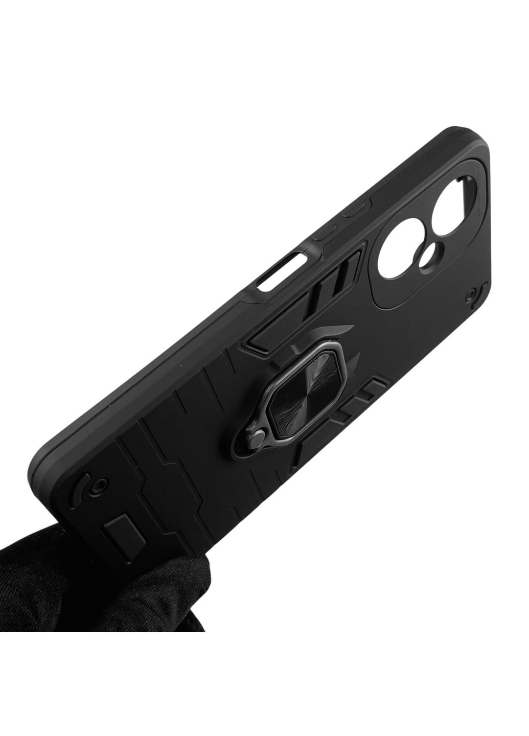 Чохол для телефона Camon 19 Pro (CI8n) броньований з магнітним кільцем-тримачем на техно камон 19 про чорний Tecno (366236200)