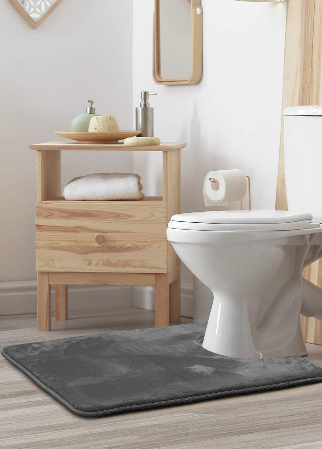 Антискользящий, мягкий коврик для ванной и туалета с эффектом памяти - U-образный контурный коврик 50 х 50 см Графитовый Aquarius (281327213)