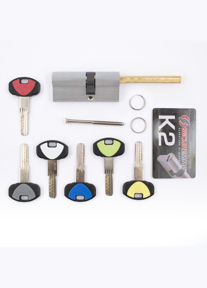 Цилиндр 3200QCS30401X5 К2 30/40 мм 5кл+1 монтажный ключ, со штоком, мат. хром Securemme (322648091)