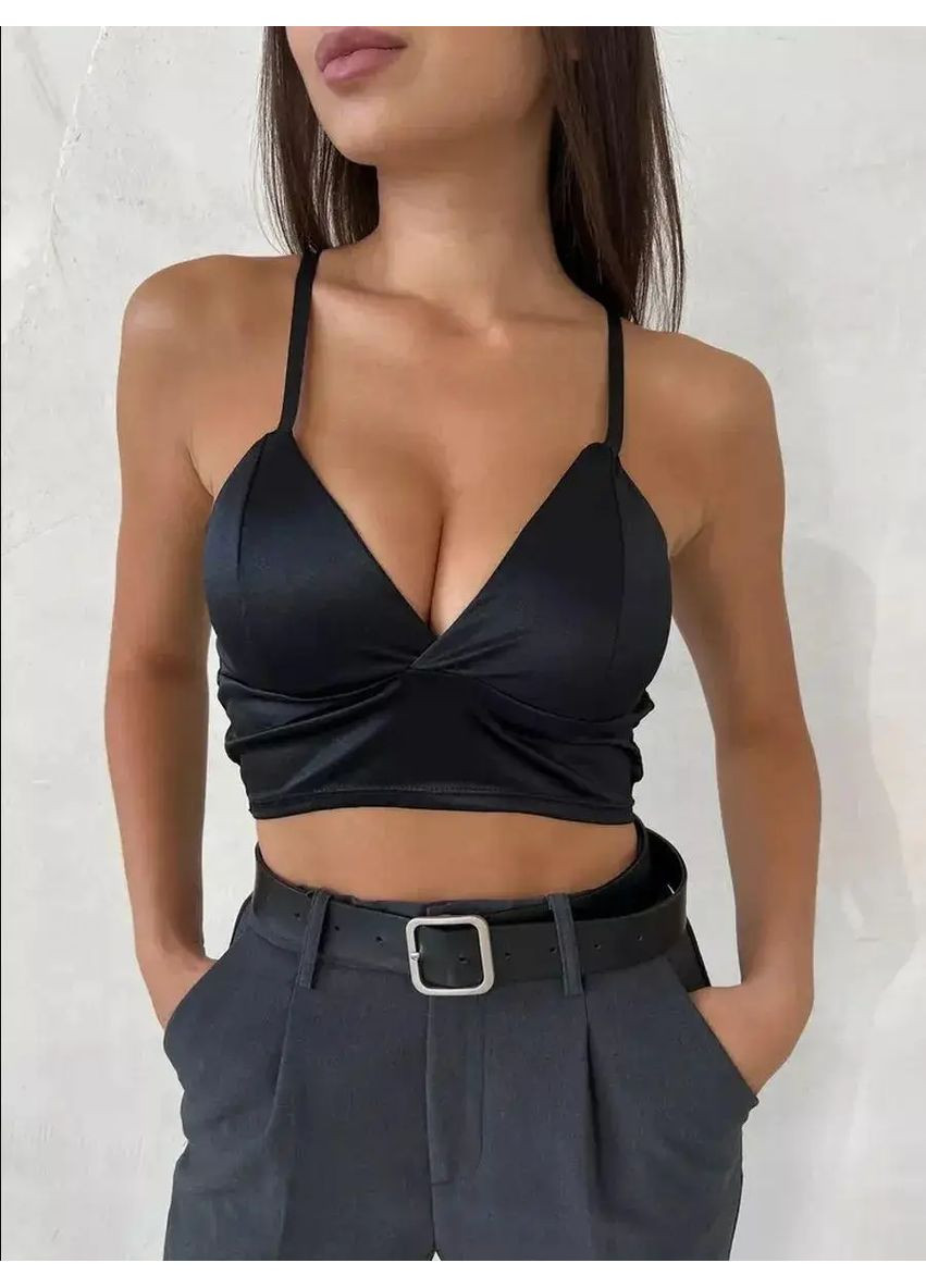 Женский топ Silk вечерняя атласная модель с открытым декольте бретели регулируются, Сексуальный топ No Brand топ Silk рожевий (354331208)