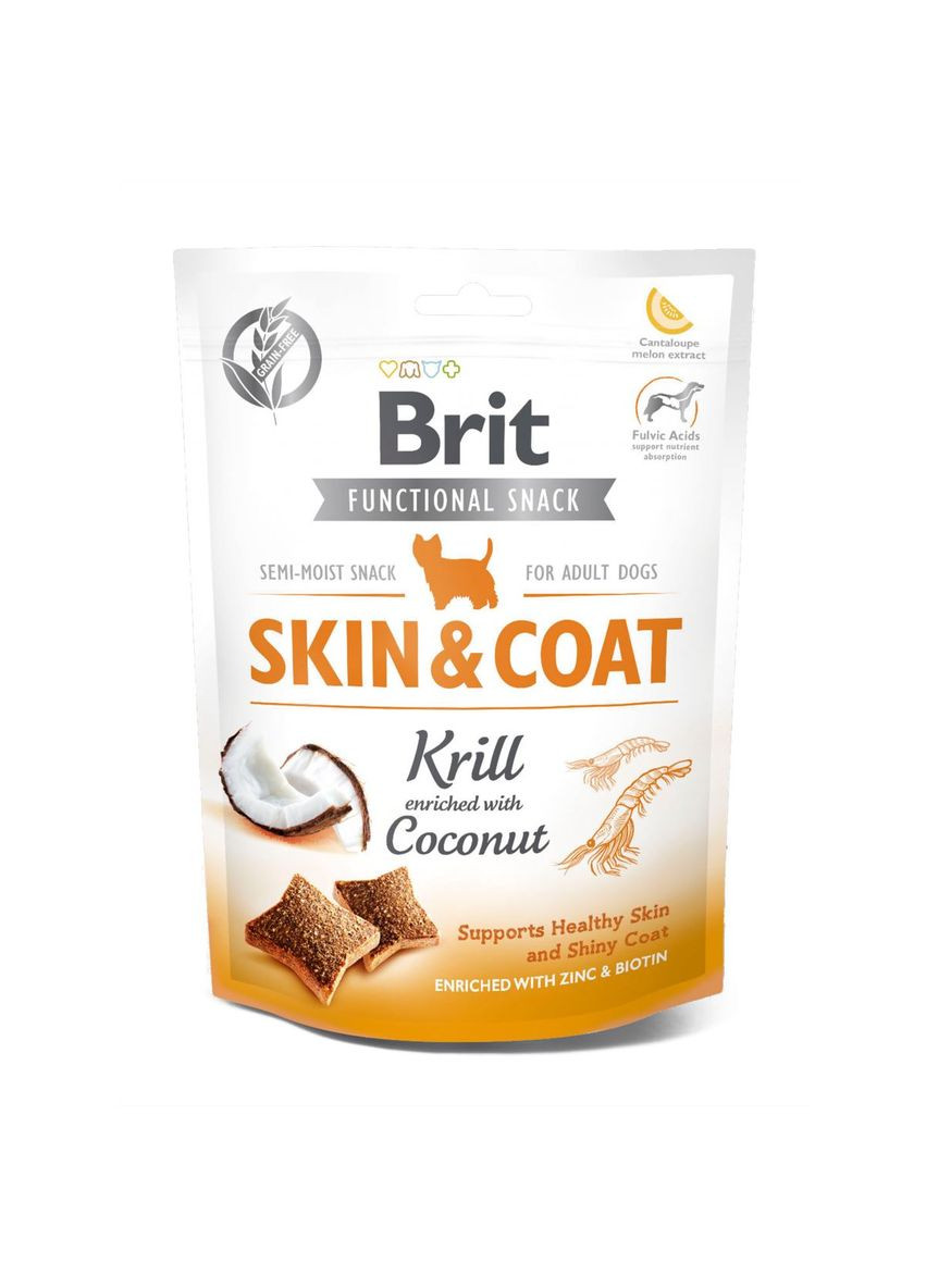 Ласощі для собак Functional Snack Skin & Coat для шкіри та шерсті, 150г Brit (292257571)