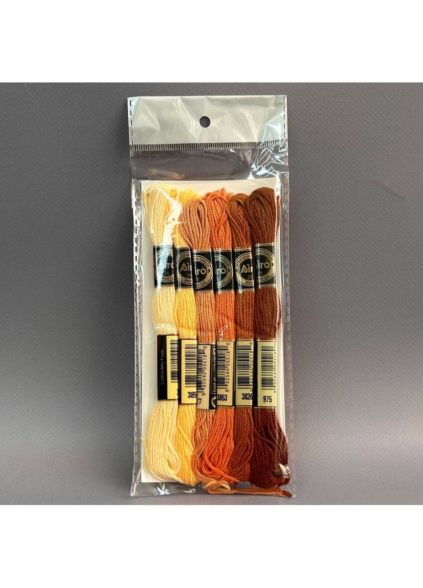 (6 шт по 8м) Набор мулине Airo (нити для вышивания) - охровый микс (3823-975) Plus-plus (352745112)