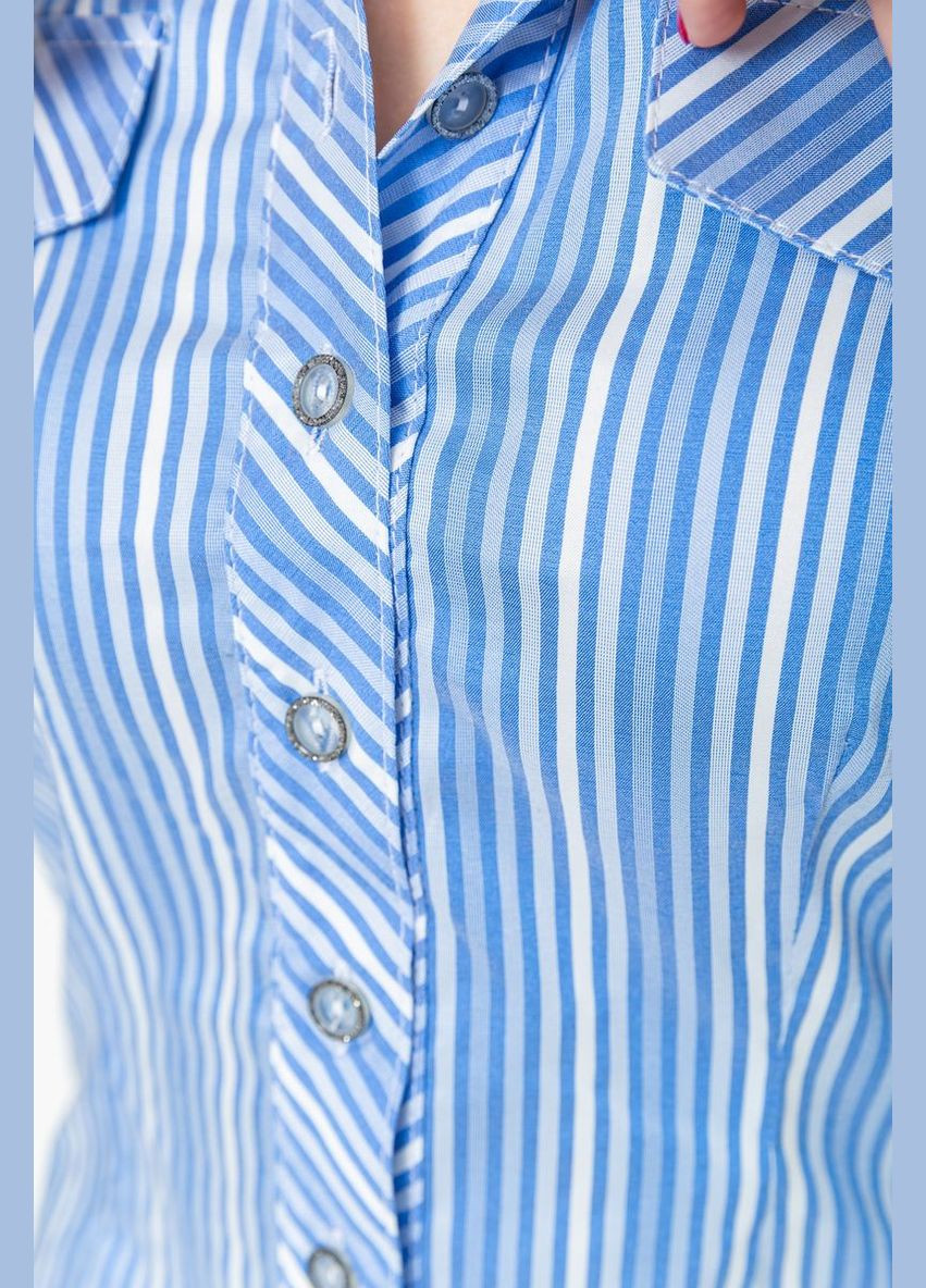 Комбинированная демисезонная рубашка женская в полоску, цвет бело-голубой, Ager