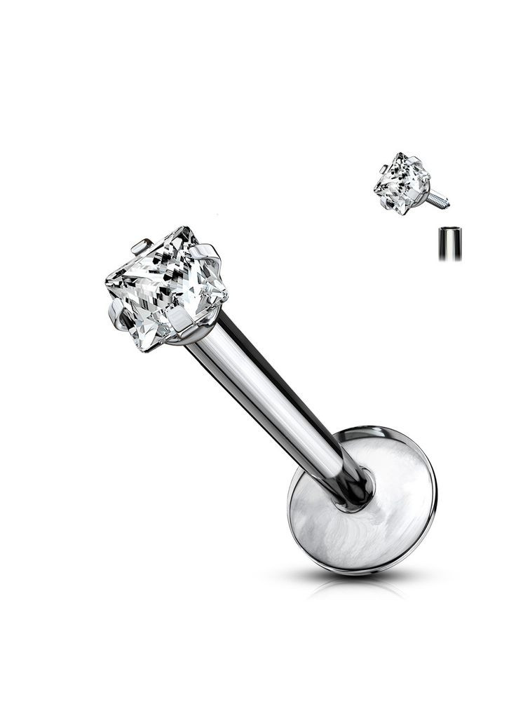 Сережка мікролабрет 1,2 мм з титану з фіанітом для пірсингу губ, хелікса, трагуса T23LI4-16102-C (10мм) Spikes (333698349)