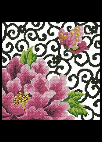 Набір для вишивки хрестиком. Розмір: 40*40 см/19*19 см Піони Лоскуток (315353943)