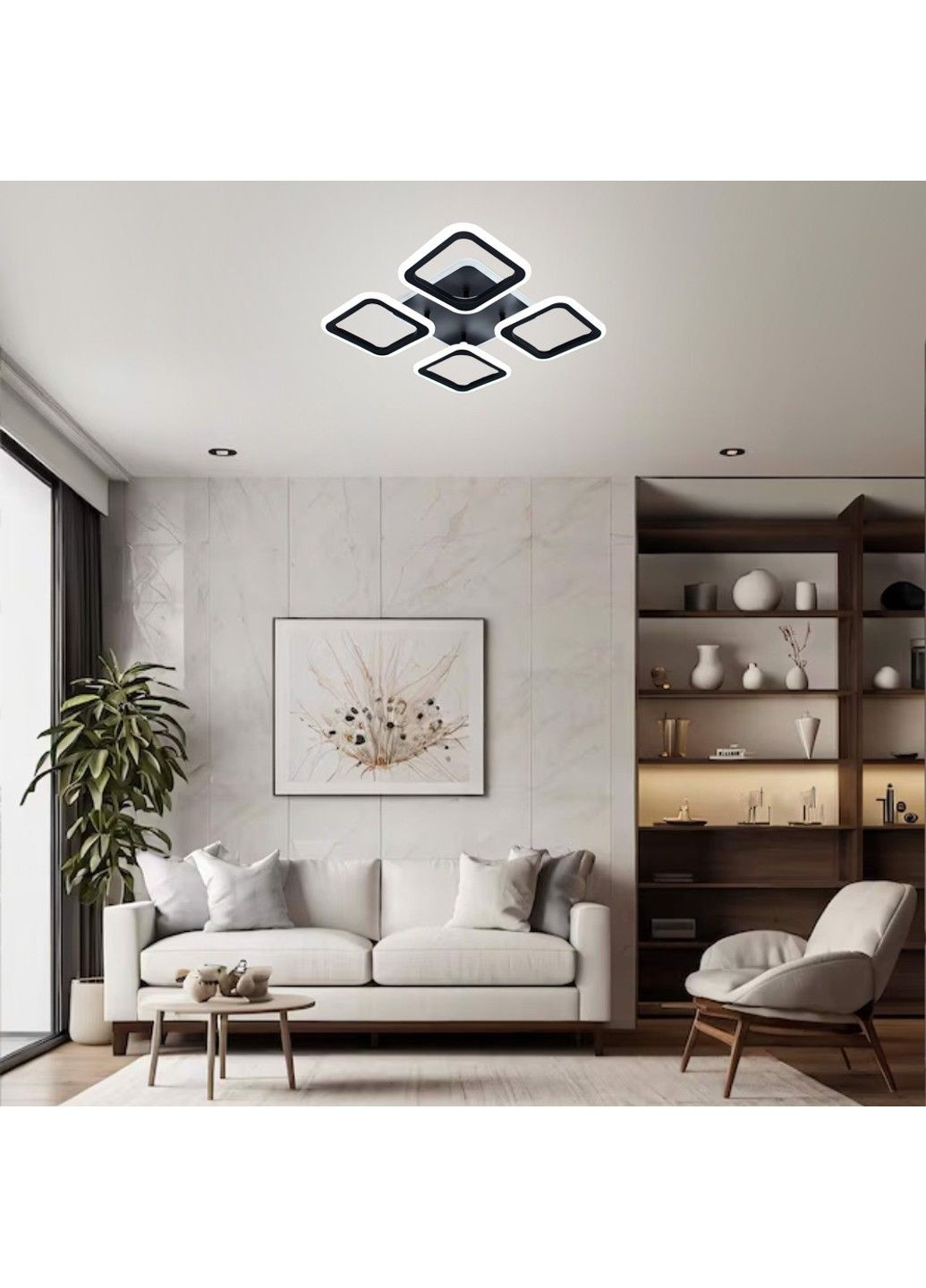 Управляемая светодиодная люстра ROOM RGB 70W 4S SMART 385×385×75-BLACK-220-IP20 ESLLSE (313438575)